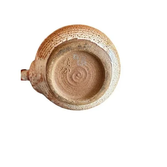 Handmade Rustic Stone Studio Pottery “Mingei-sota” Style Tea Pot & 4 Unique Tea